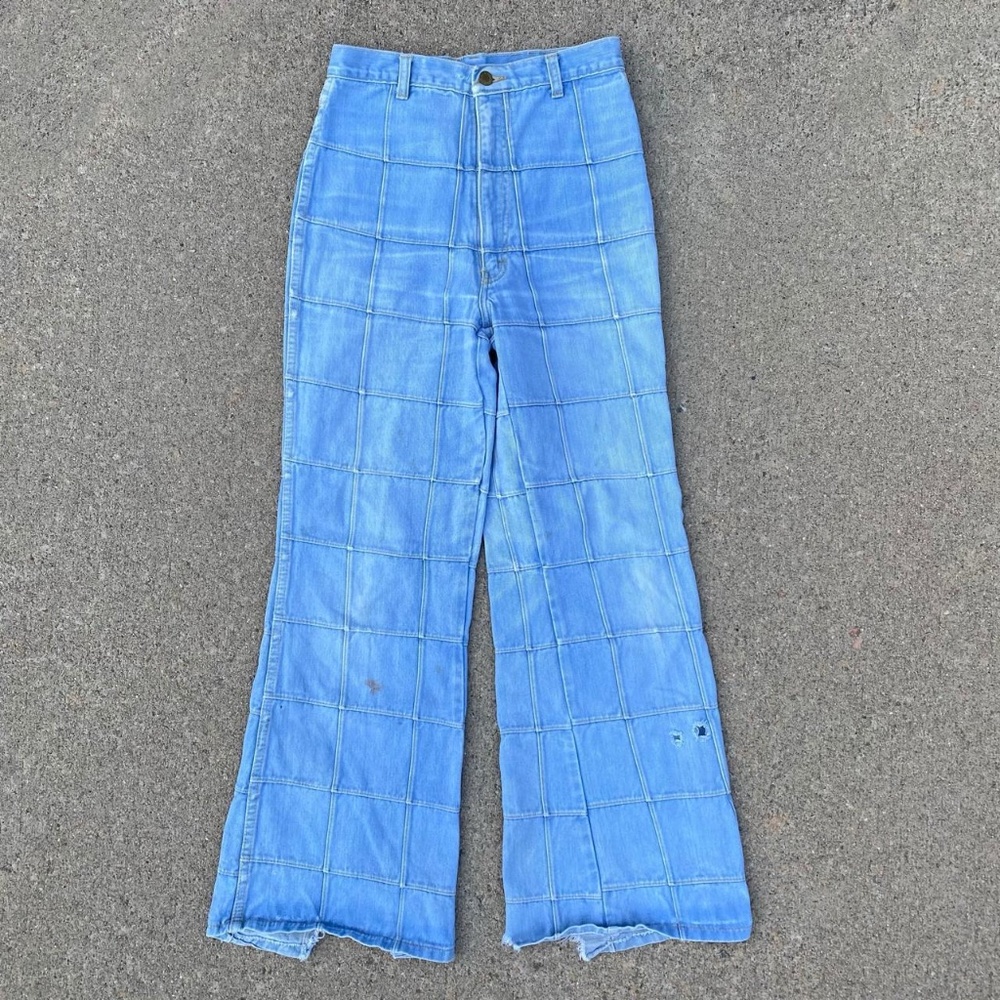 Vintage 1970's Brittania Pentimento Windowpane Bell Bottoms Flares